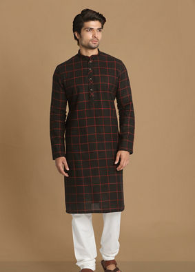 Manyavar Men Black Casual Kurta image number 1