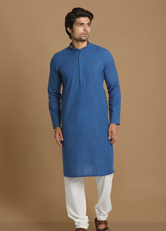 Manyavar Men Feroze Chequered Kurta