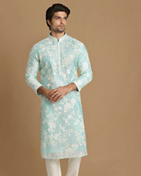 Manyavar Men Inimitable Bright Green Kurta Set