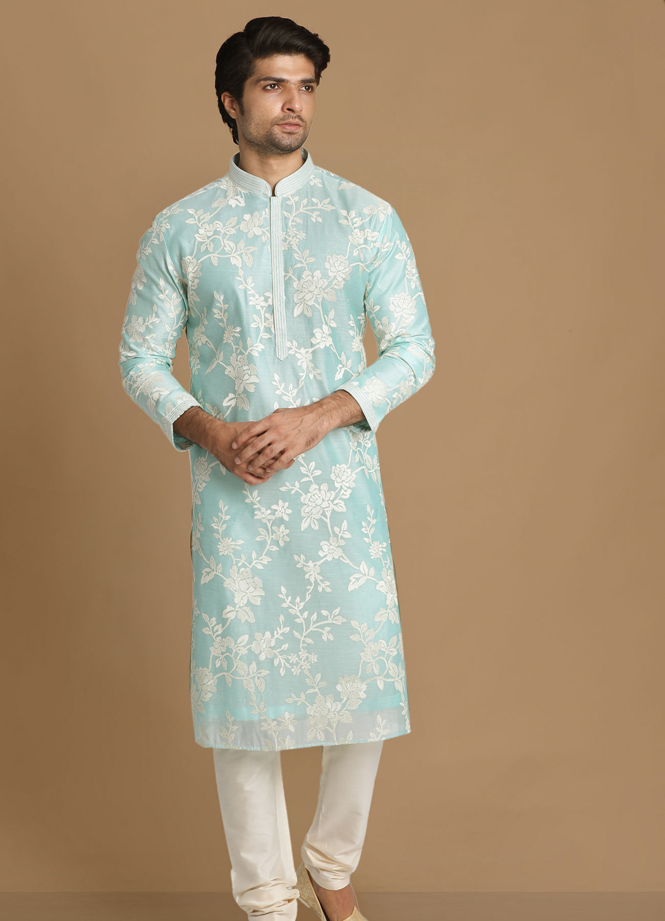 Manyavar Men Inimitable Bright Green Kurta Set