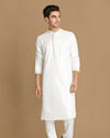 Manyavar Men White Self Design Kurta Set