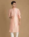 Manyavar Men Light Pink Self Design Kurta Set
