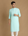 Manyavar Men Mint Green Chikankari Kurta Set image number 1