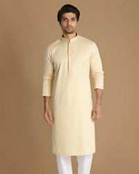 Manyavar Men Cream Printed Kurta Set