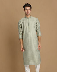 Manyavar Men Sage Green Self Embroidered Kurta Set