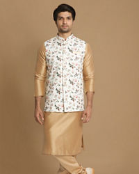 Manyavar Men Light Colored Floral Jacket