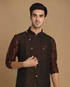 alt message - Manyavar Men Fabulous Wine Waist Coat image number 0