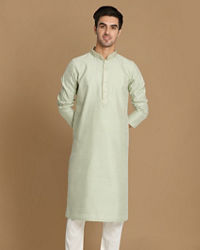 Manyavar Men Aqua Green Jaquard Kurta Pajama