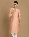 Manyavar Men Faded Pink Jacquard Kurta Set