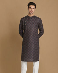 Manyavar Men Dark Blue Printed Kurta