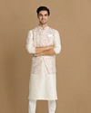 alt message - Manyavar Men Classic Floral Print Jacket Kurta Set image number 1