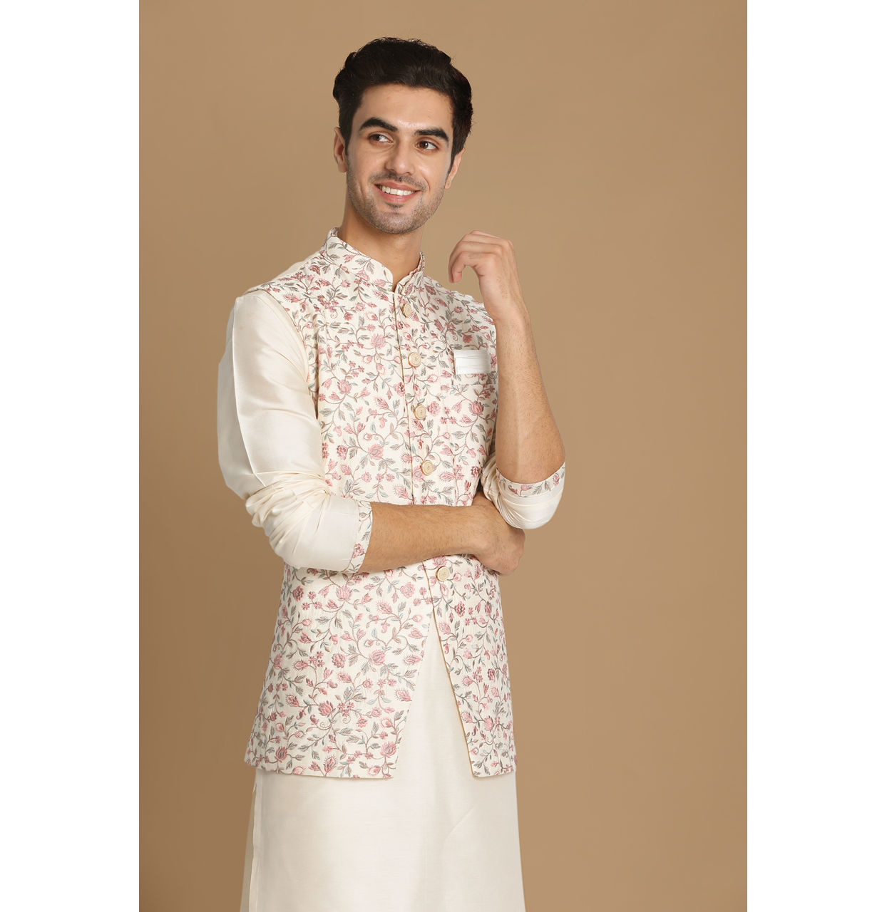 Manyavar Men Floral Embroidered Jacket image number 0