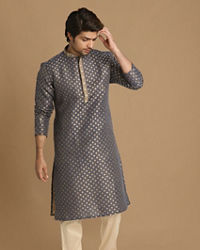 Manyavar Men Indigo Blue Booti Work Kurta Set