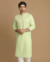 Manyavar Men Light Green Self Design Kurta Set