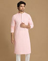 Manyavar Men Light Pink Chikankari Kurta Set image number 1