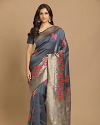 Mohey Women Graceful Grey Weaved Saree