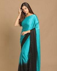 Mohey Women Light Blue And Black Combination Saree