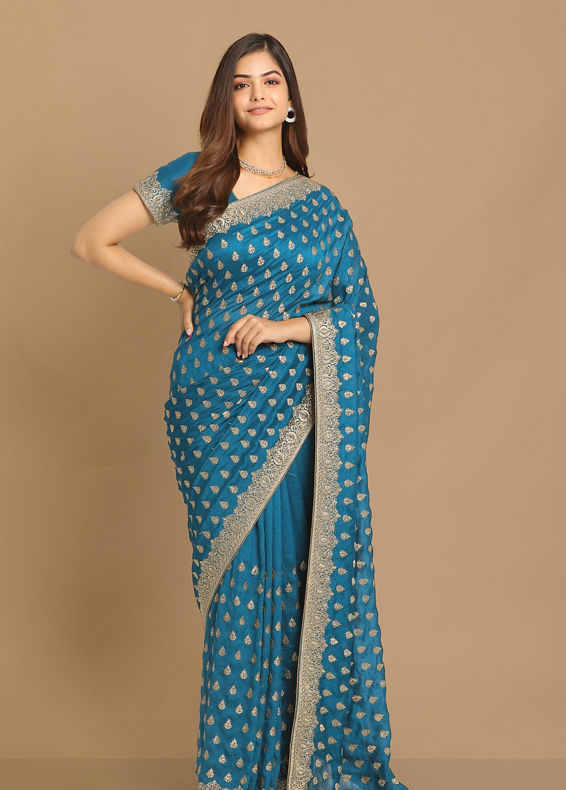 Mohey Women Enigmatic Blue Saree