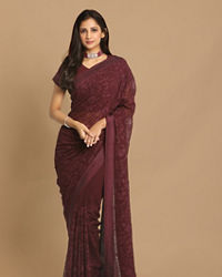 Mohey Women Coveted Wine Saree