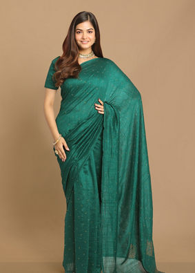 Mohey Women Decadent Dark Green Saree