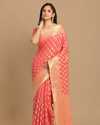 Mohey Women Pink Weaved Saree