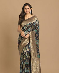 Mohey Women Angelic Indigo Blue Saree