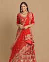 Mohey Women Red Floral Embroidered Bridal Lehenga