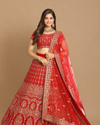 Mohey Women Royal Red Bridal Lehenga