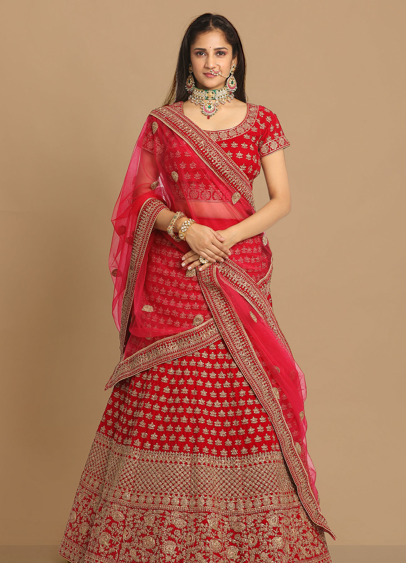 Mohey Women Traditional Embroidered Bridal Lehenga