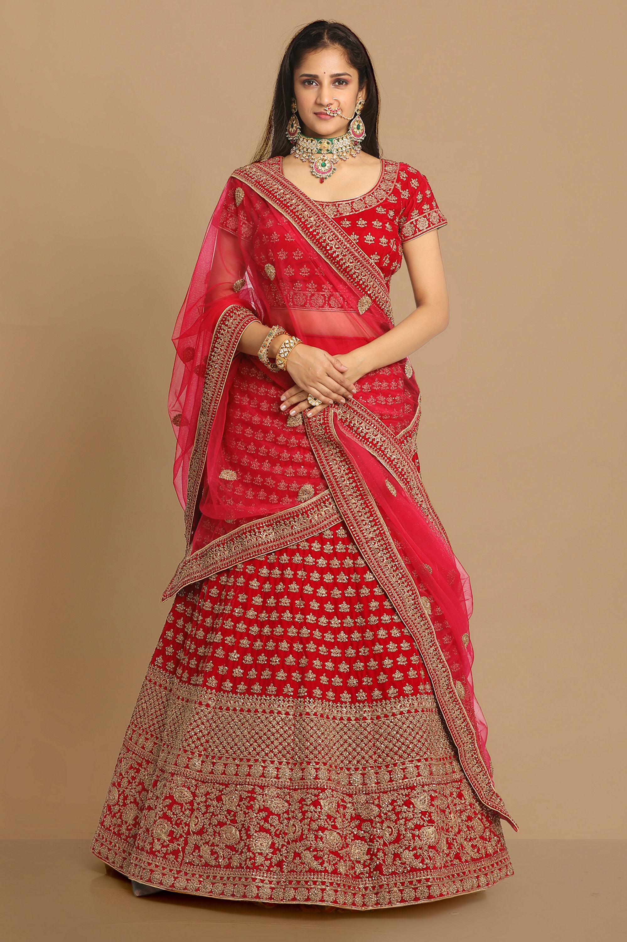 Mohey Women Traditional Embroidered Bridal Lehenga