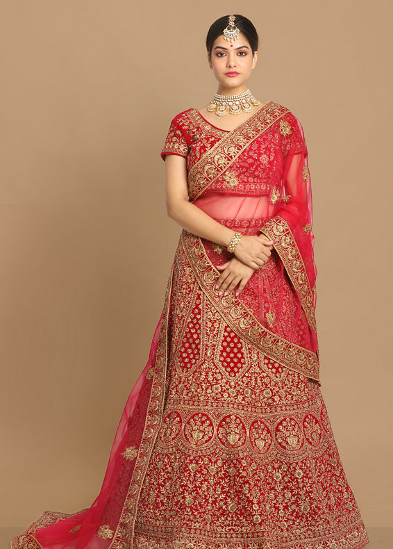 Mohey Women Magnificent Rani Pink Bridal Lehenga