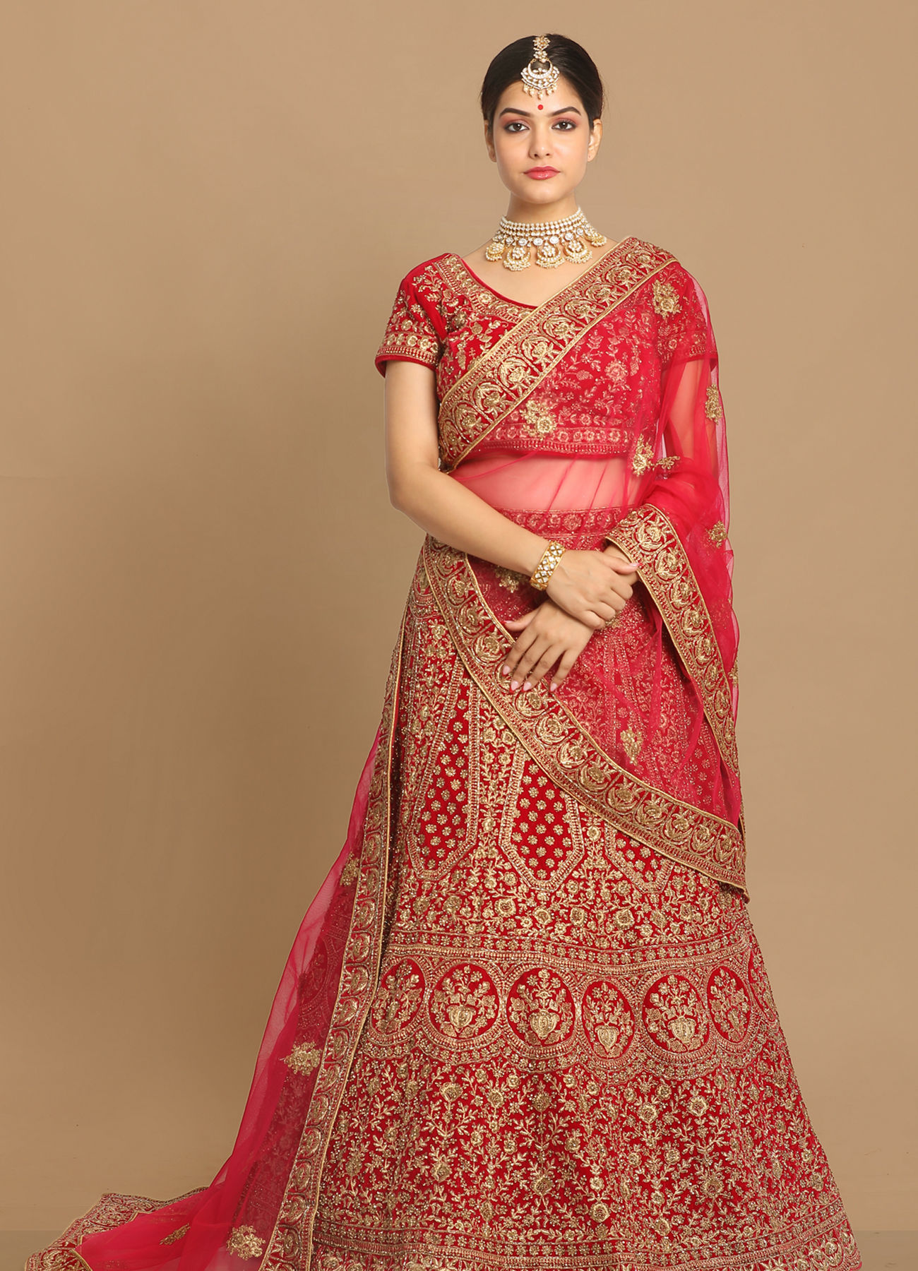 Mohey Women Magnificent Rani Pink Bridal Lehenga