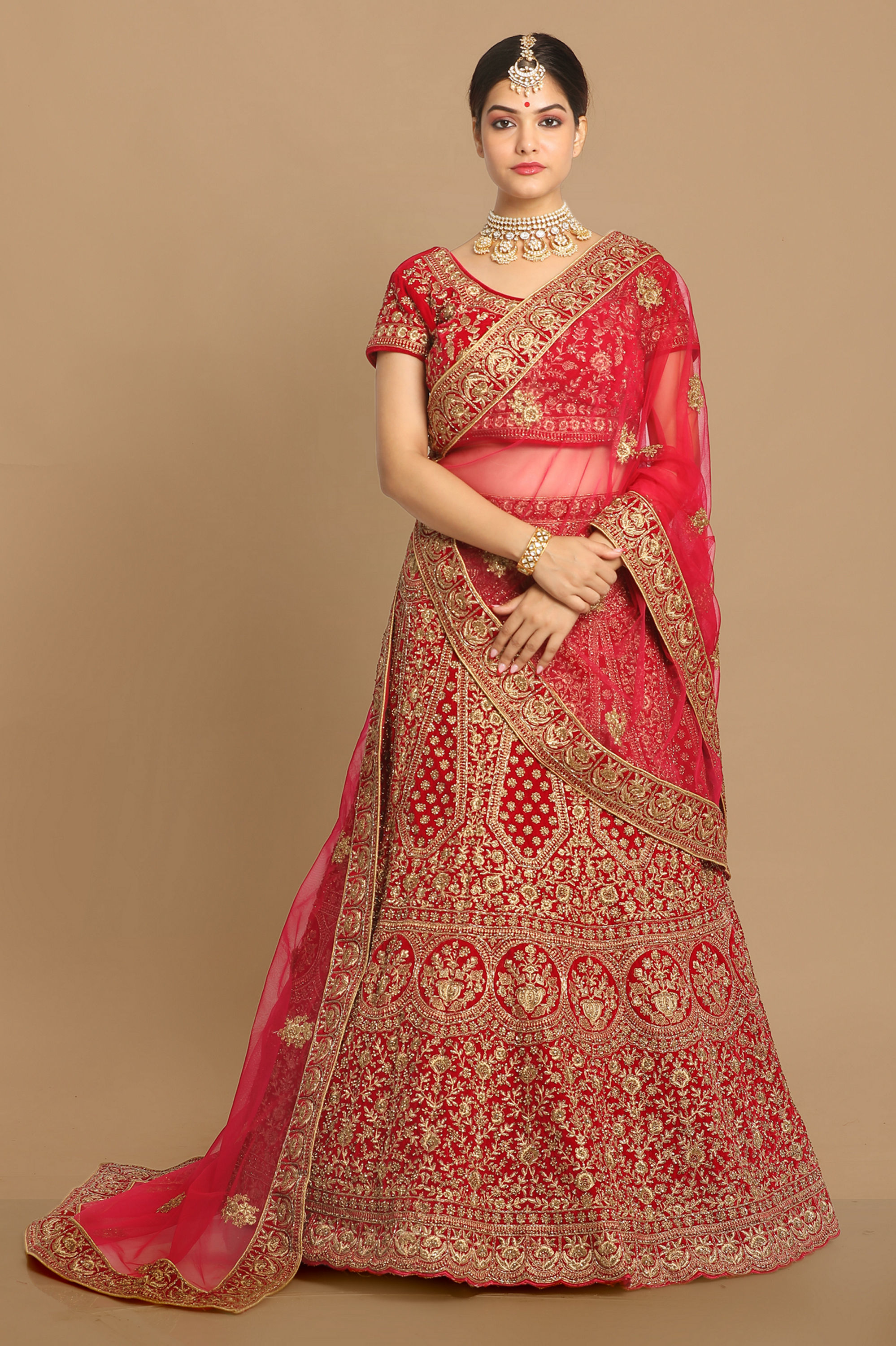 Mohey Women Magnificent Rani Pink Bridal Lehenga