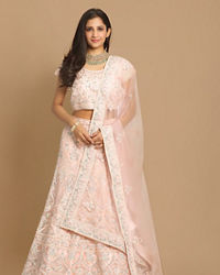 Mohey Women Detailed Pink Bridal Lehenga