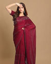 Mohey Women Delicate Wine Saree image number 0