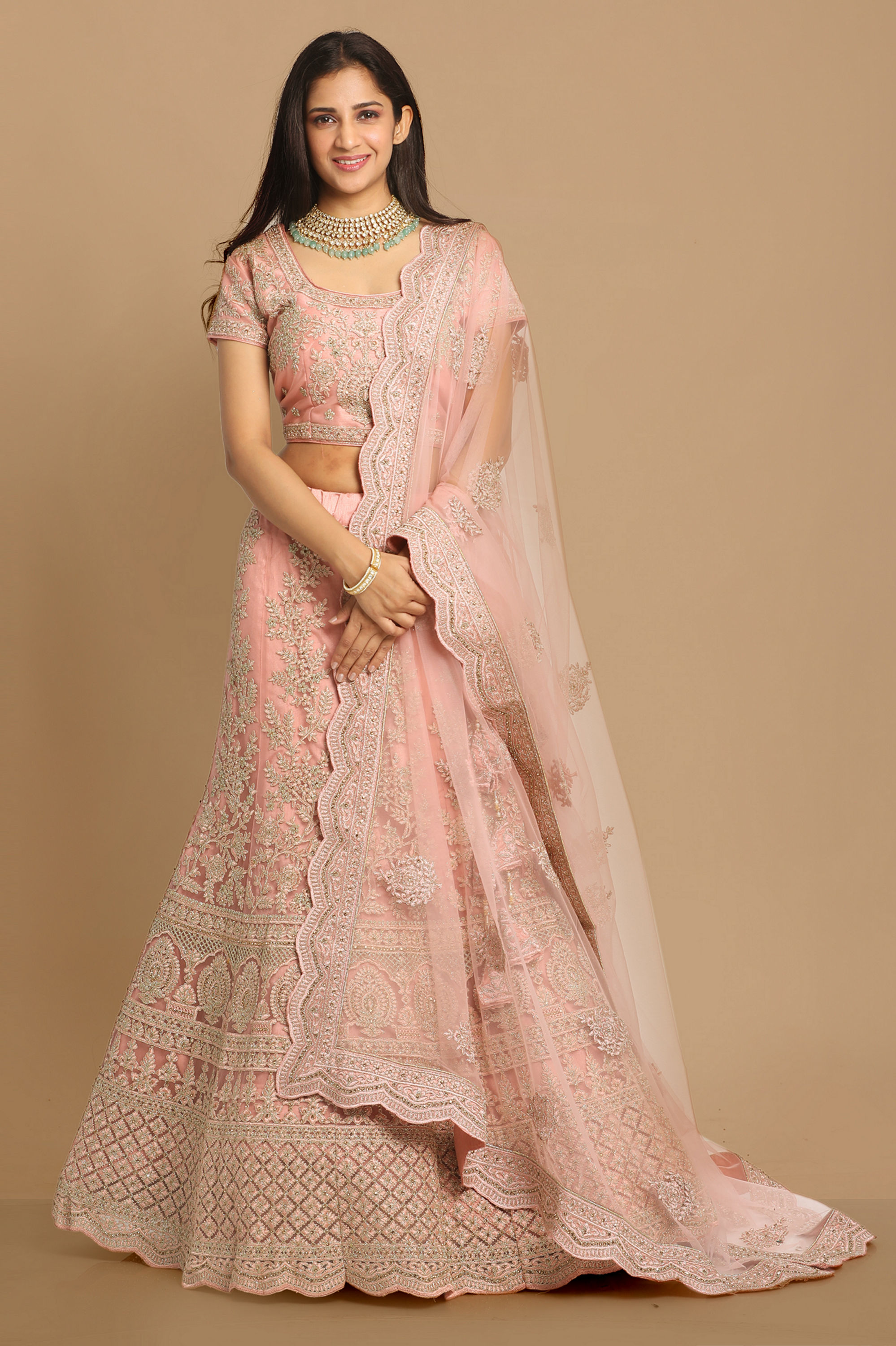 Mohey Women Elegant Pink Designer Bridal Lehenga