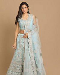 Mohey Women Graceful Light Blue Bridal Lehenga