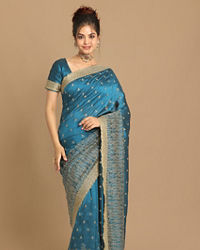 Mohey Women Stunning Blue Saree