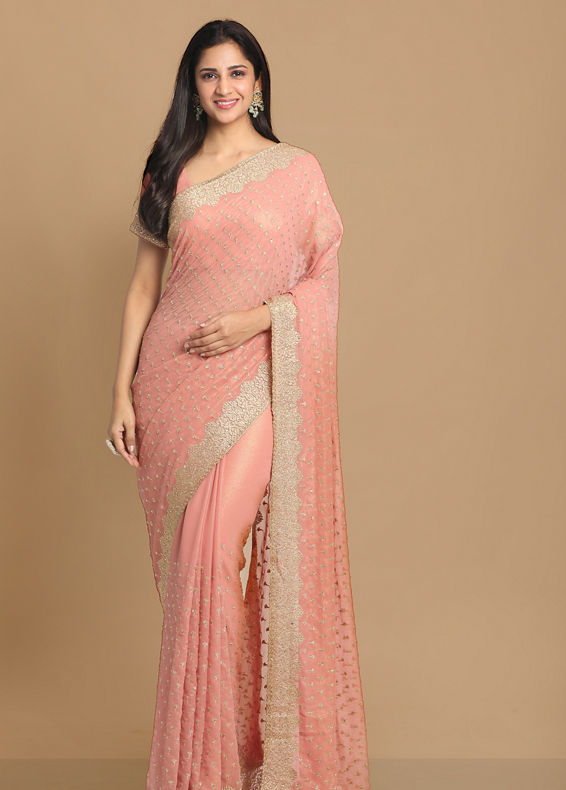 Mohey Women Georgeous Pink Saree