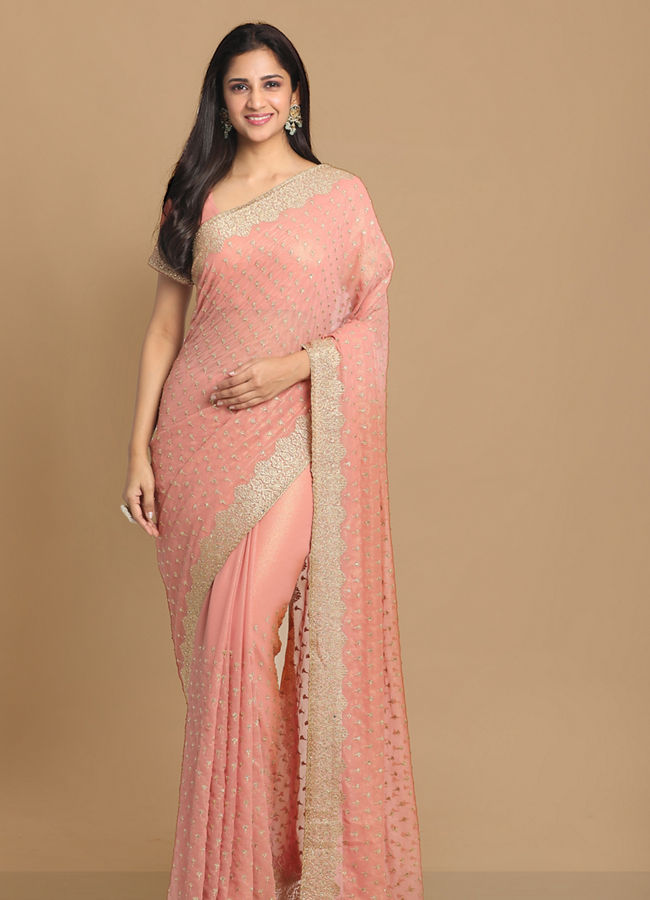 Mohey Women Georgeous Pink Saree image number 0