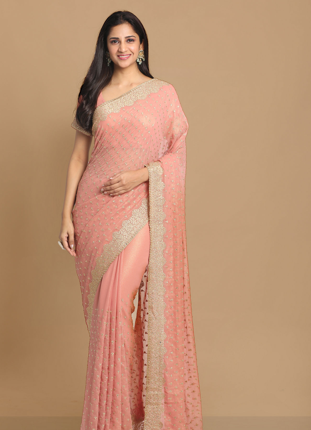 Mohey Women Georgeous Pink Saree