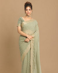 Mohey Women Georgeous Pista Saree