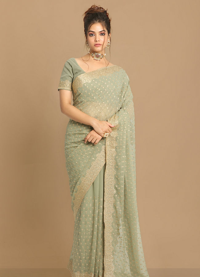 Mohey Women Georgeous Pista Saree image number 0