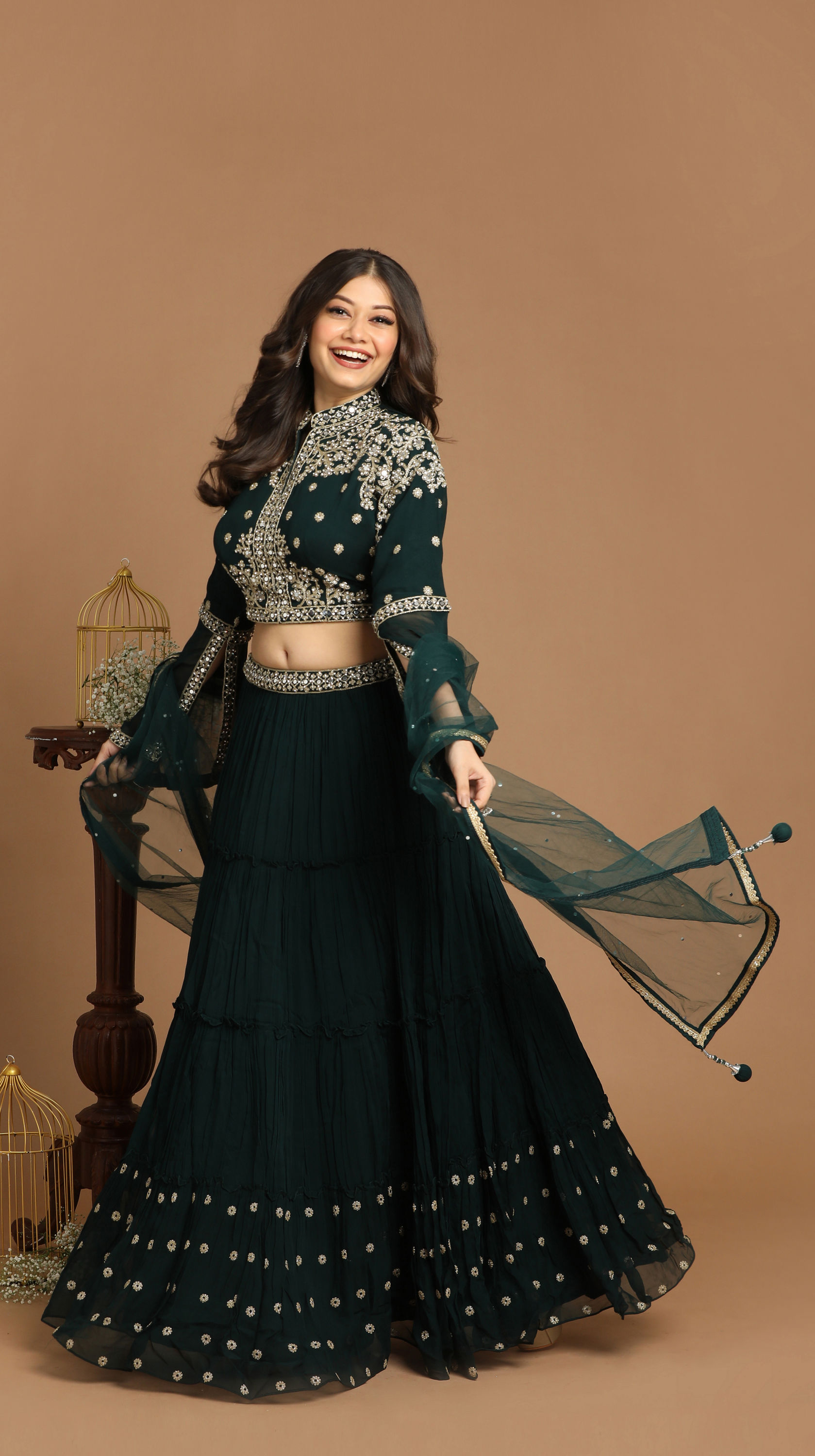 Mohey Women Dark Green Lehenga