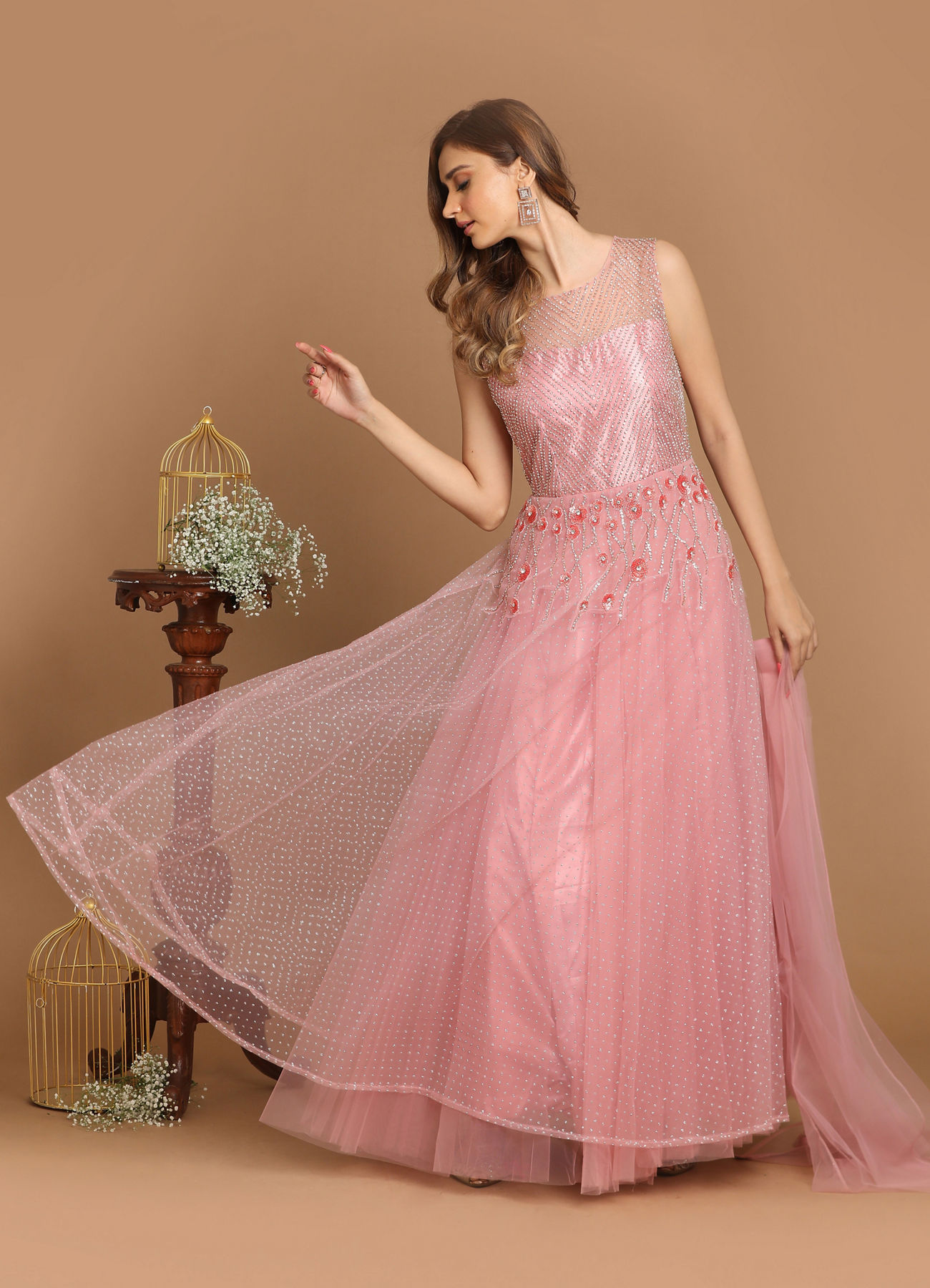 Mohey Women Princessy Pink Gown
