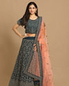 alt message - Mohey Women Exotic Blue Georgette Lehenga image number 0