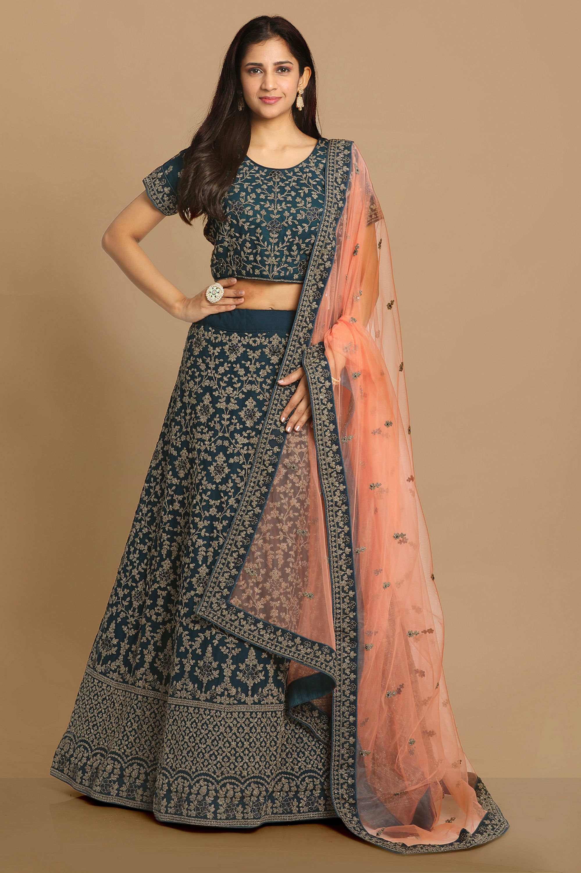 Mohey Women Exotic Blue Georgette Lehenga