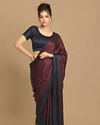 alt message - Mohey Women Gorgeous Wine And Indigo Saree image number 0