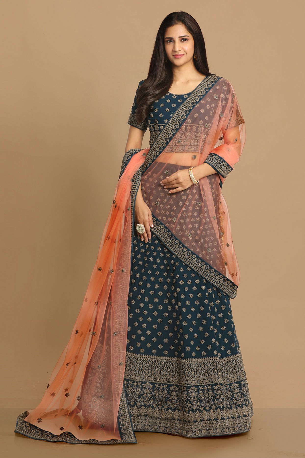 Mohey Women Blissful Blue Lehenga