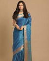 alt message - Mohey Women Glamorous Blue Designer Saree image number 0